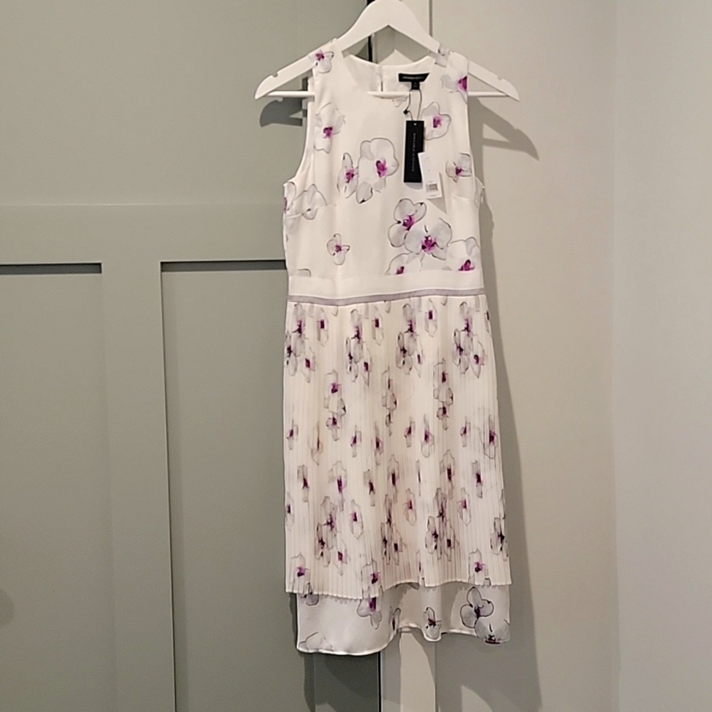 NWT Banana Republic Size 2 Pleated Overlay Fit & Flare Dress
